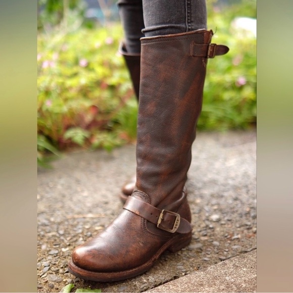 SALE FRYE Veronica Slouch Brown Leather Engineer Boots- LK NEW - Picture 11 of 14